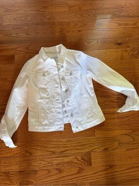 LOFT White Denim Jacket - Button-Front Jean Jacket